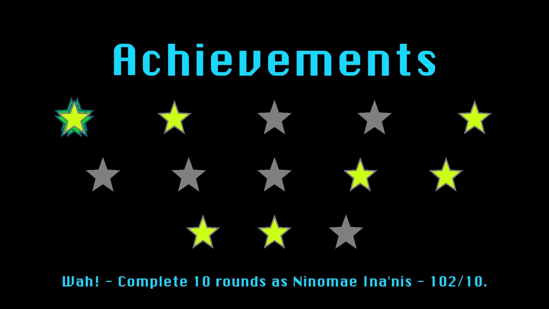 A screenshot of the achievements scene in the game.